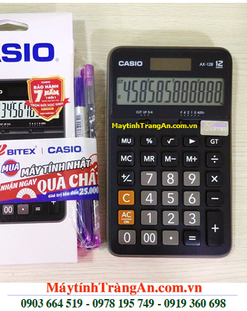 Casio AX-12B, Máy tính tiền Casio AX-12B (loại LCD 12số Digits, có chế độ SOLAR) chính hãng /CÒN HÀNG 